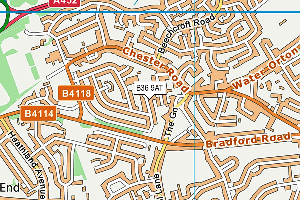 B36 9AT map - OS VectorMap District (Ordnance Survey)