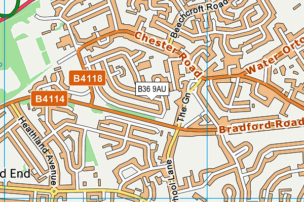 B36 9AU map - OS VectorMap District (Ordnance Survey)