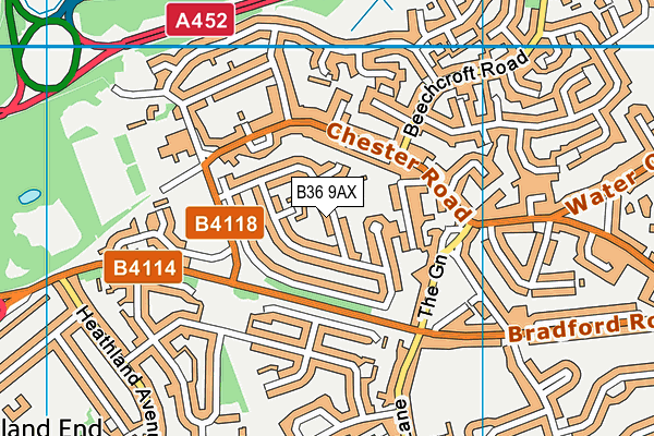 B36 9AX map - OS VectorMap District (Ordnance Survey)