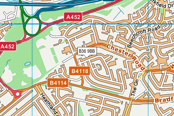 B36 9BB map - OS VectorMap District (Ordnance Survey)