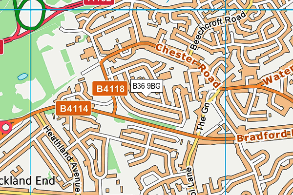 B36 9BG map - OS VectorMap District (Ordnance Survey)