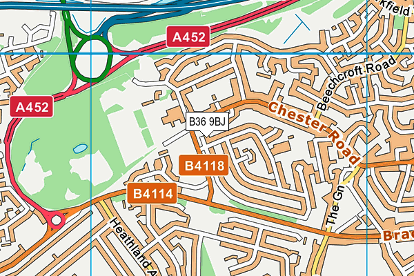 B36 9BJ map - OS VectorMap District (Ordnance Survey)