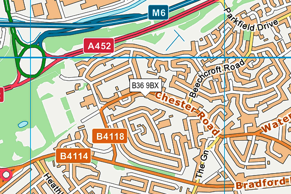 B36 9BX map - OS VectorMap District (Ordnance Survey)
