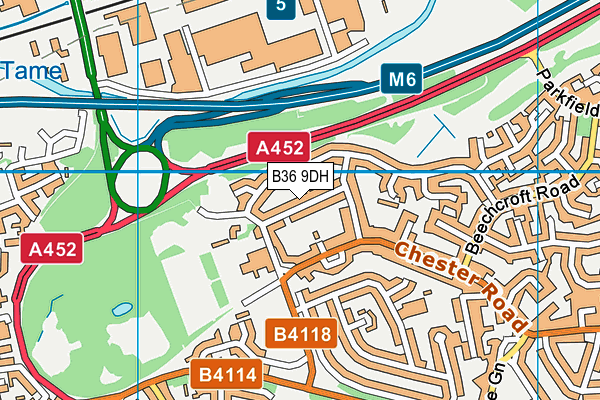 B36 9DH map - OS VectorMap District (Ordnance Survey)