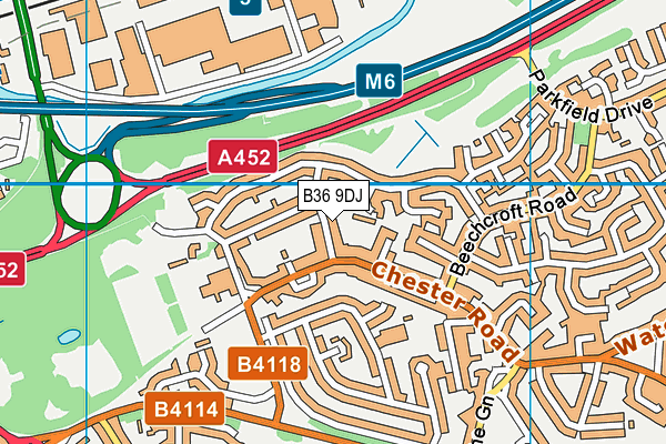 B36 9DJ map - OS VectorMap District (Ordnance Survey)