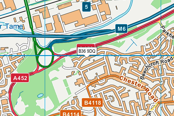 B36 9DQ map - OS VectorMap District (Ordnance Survey)