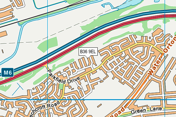 B36 9EL map - OS VectorMap District (Ordnance Survey)