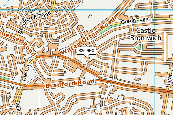 B36 9EX map - OS VectorMap District (Ordnance Survey)