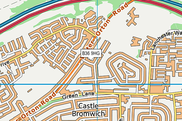 B36 9HG map - OS VectorMap District (Ordnance Survey)