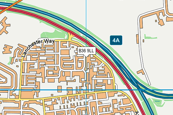 B36 9LL map - OS VectorMap District (Ordnance Survey)