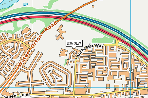 B36 9LW map - OS VectorMap District (Ordnance Survey)