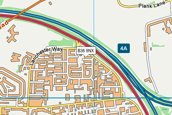 B36 9NX map - OS VectorMap District (Ordnance Survey)