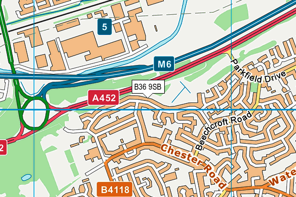 B36 9SB map - OS VectorMap District (Ordnance Survey)