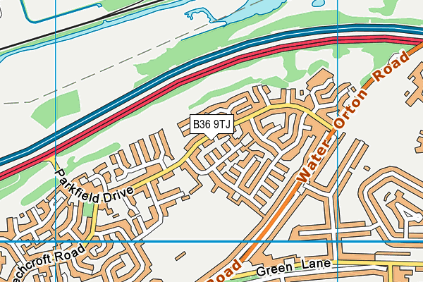 B36 9TJ map - OS VectorMap District (Ordnance Survey)