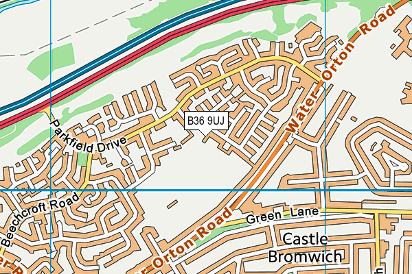 B36 9UJ map - OS VectorMap District (Ordnance Survey)