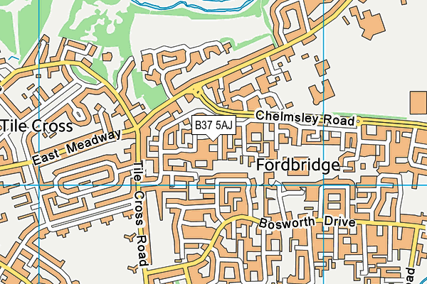 B37 5AJ map - OS VectorMap District (Ordnance Survey)