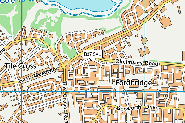 B37 5AL map - OS VectorMap District (Ordnance Survey)