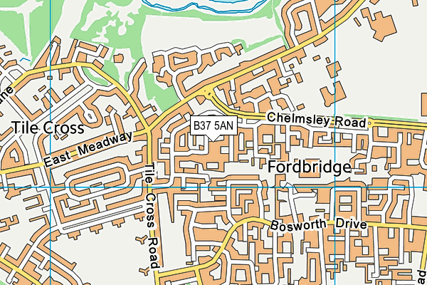 B37 5AN map - OS VectorMap District (Ordnance Survey)