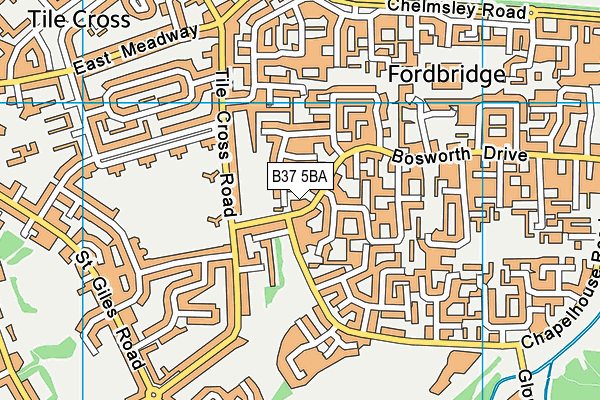 B37 5BA map - OS VectorMap District (Ordnance Survey)