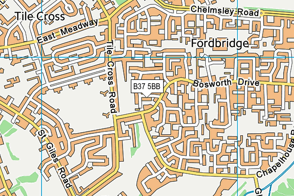 B37 5BB map - OS VectorMap District (Ordnance Survey)