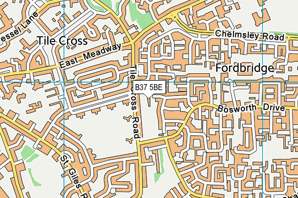 B37 5BE map - OS VectorMap District (Ordnance Survey)