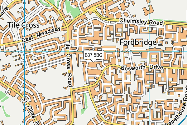 B37 5BG map - OS VectorMap District (Ordnance Survey)