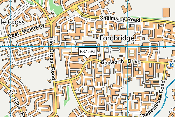 B37 5BJ map - OS VectorMap District (Ordnance Survey)