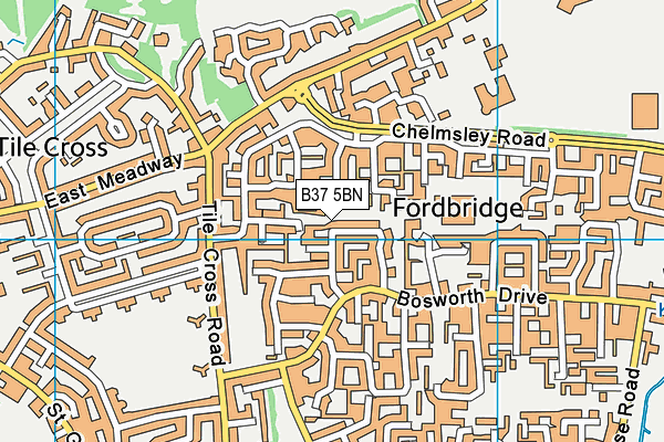 B37 5BN map - OS VectorMap District (Ordnance Survey)