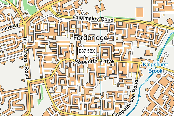 B37 5BX map - OS VectorMap District (Ordnance Survey)