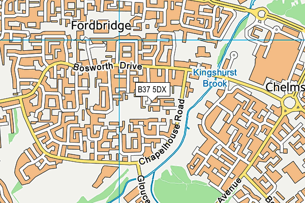 B37 5DX map - OS VectorMap District (Ordnance Survey)