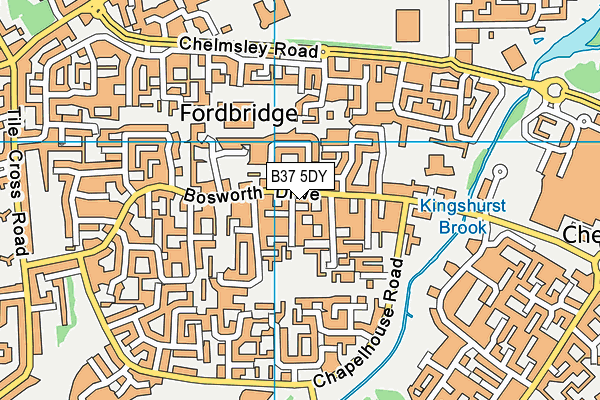 B37 5DY map - OS VectorMap District (Ordnance Survey)