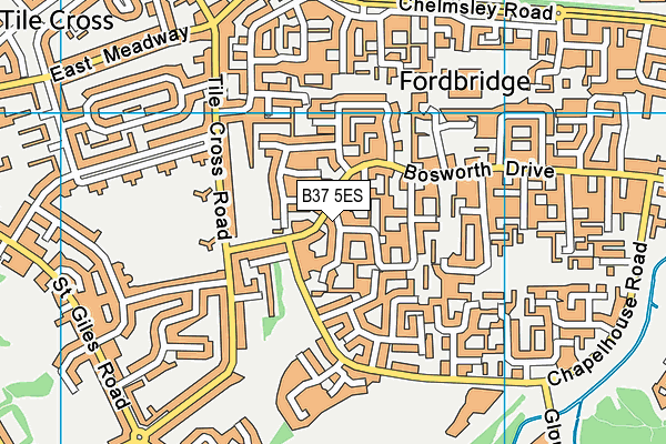 B37 5ES map - OS VectorMap District (Ordnance Survey)