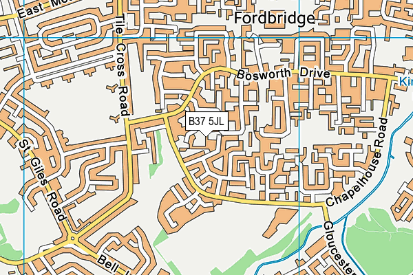B37 5JL map - OS VectorMap District (Ordnance Survey)