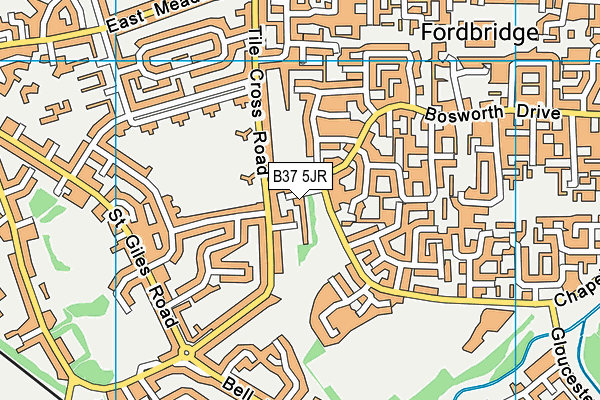 B37 5JR map - OS VectorMap District (Ordnance Survey)