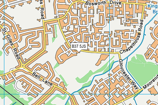 B37 5JS map - OS VectorMap District (Ordnance Survey)