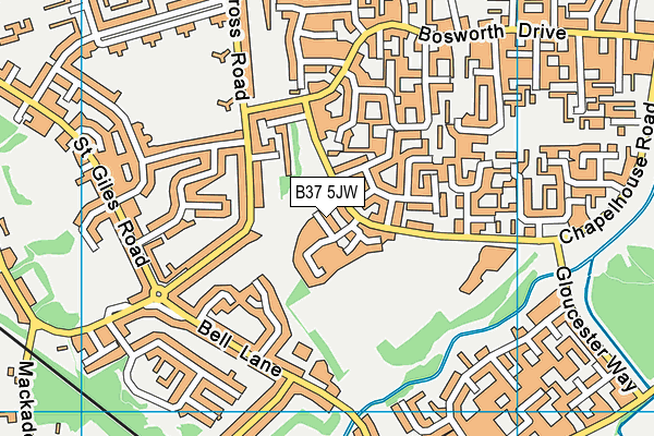 B37 5JW map - OS VectorMap District (Ordnance Survey)