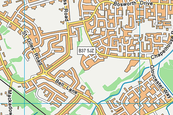 B37 5JZ map - OS VectorMap District (Ordnance Survey)