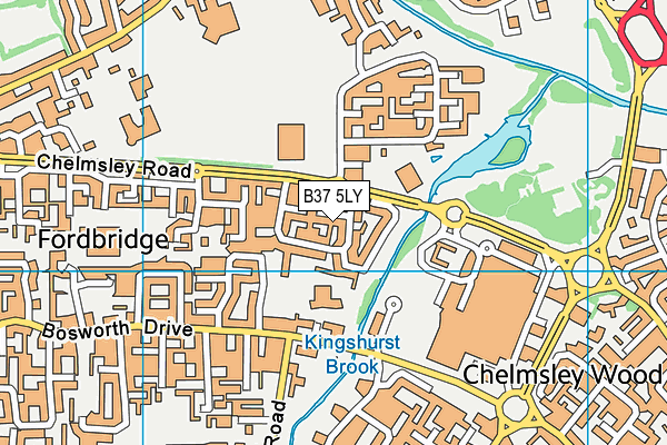 B37 5LY map - OS VectorMap District (Ordnance Survey)