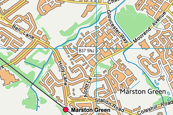 B37 5NJ map - OS VectorMap District (Ordnance Survey)