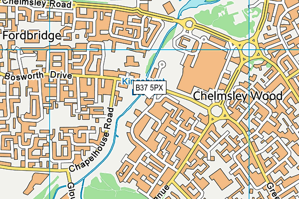 B37 5PX map - OS VectorMap District (Ordnance Survey)