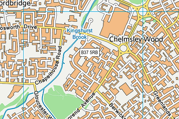 B37 5RB map - OS VectorMap District (Ordnance Survey)