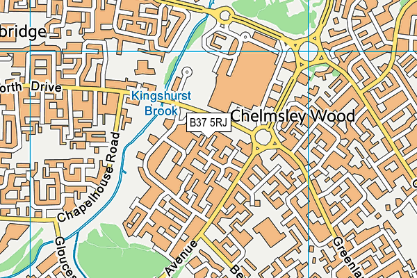 B37 5RJ map - OS VectorMap District (Ordnance Survey)