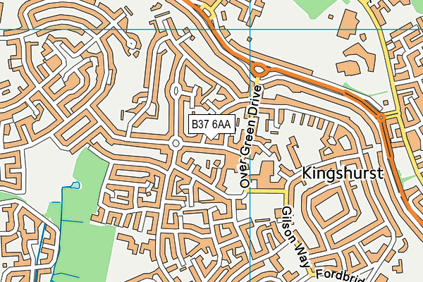 B37 6AA map - OS VectorMap District (Ordnance Survey)
