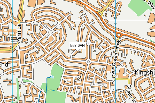 B37 6AN map - OS VectorMap District (Ordnance Survey)