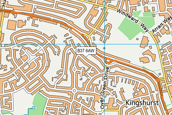 B37 6AW map - OS VectorMap District (Ordnance Survey)