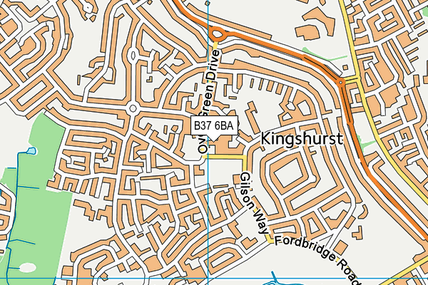 B37 6BA map - OS VectorMap District (Ordnance Survey)