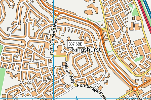 B37 6BE map - OS VectorMap District (Ordnance Survey)