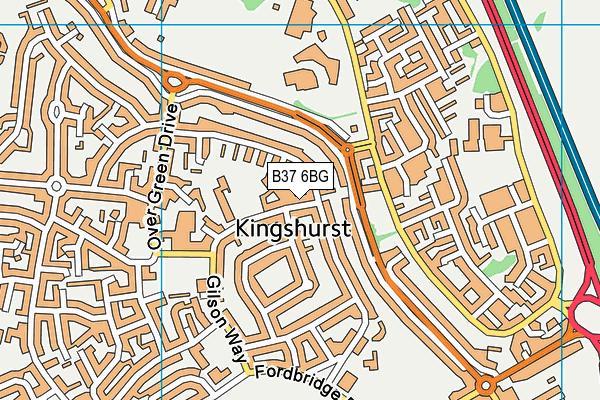 B37 6BG map - OS VectorMap District (Ordnance Survey)