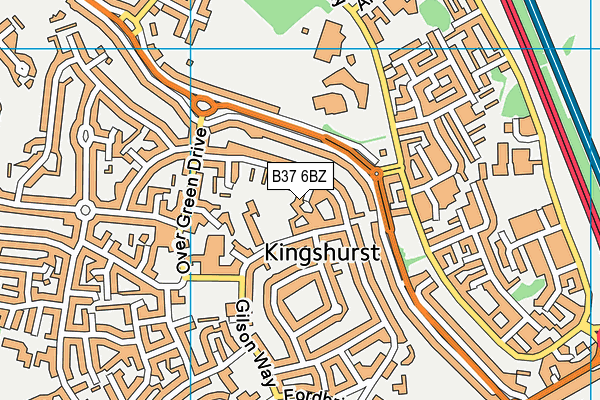 B37 6BZ map - OS VectorMap District (Ordnance Survey)