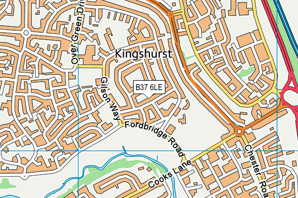 B37 6LE map - OS VectorMap District (Ordnance Survey)